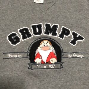 Walt Disney World Sweatshirt Mens XL Grumpy Pump Up The Grump Gray Crewneck VTG